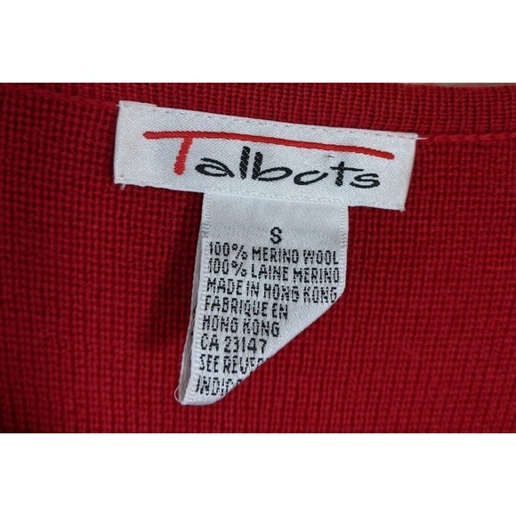 Talbots Vintage Cardigan Sweater Red Knit Merino Wool Holiday Old Money Small - Picture 10 of 12